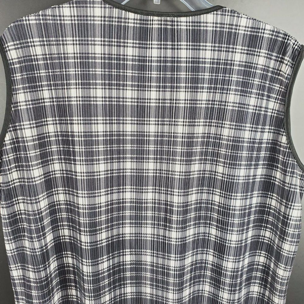Mind Games by Ike & Eddie Sleeveless B&W Waffled Plaid Tunic Black Trim Sz 2X - Picture 4 of 8